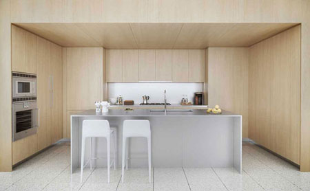 , دکوراسیون آشپزخانه با طرح چوب و رنگ سفید