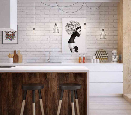 دکوراسیون آشپزخانه با طرح چوب, دکوراسیون آشپزخانه سفید